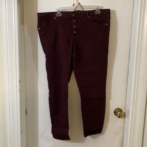 Mossimo mid rise maroon skinny jeans size 16/33